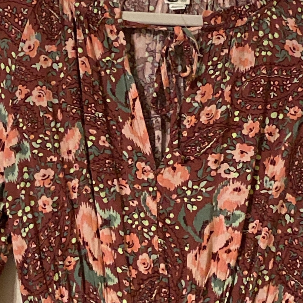 Aerie XS Smocked Tie at Neck Bohemian Style Dress - Picture 4 of 9